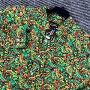 Cremieux Shirt Mens 4XB Big Green Paisley Long Sleeve Button Up Casual New